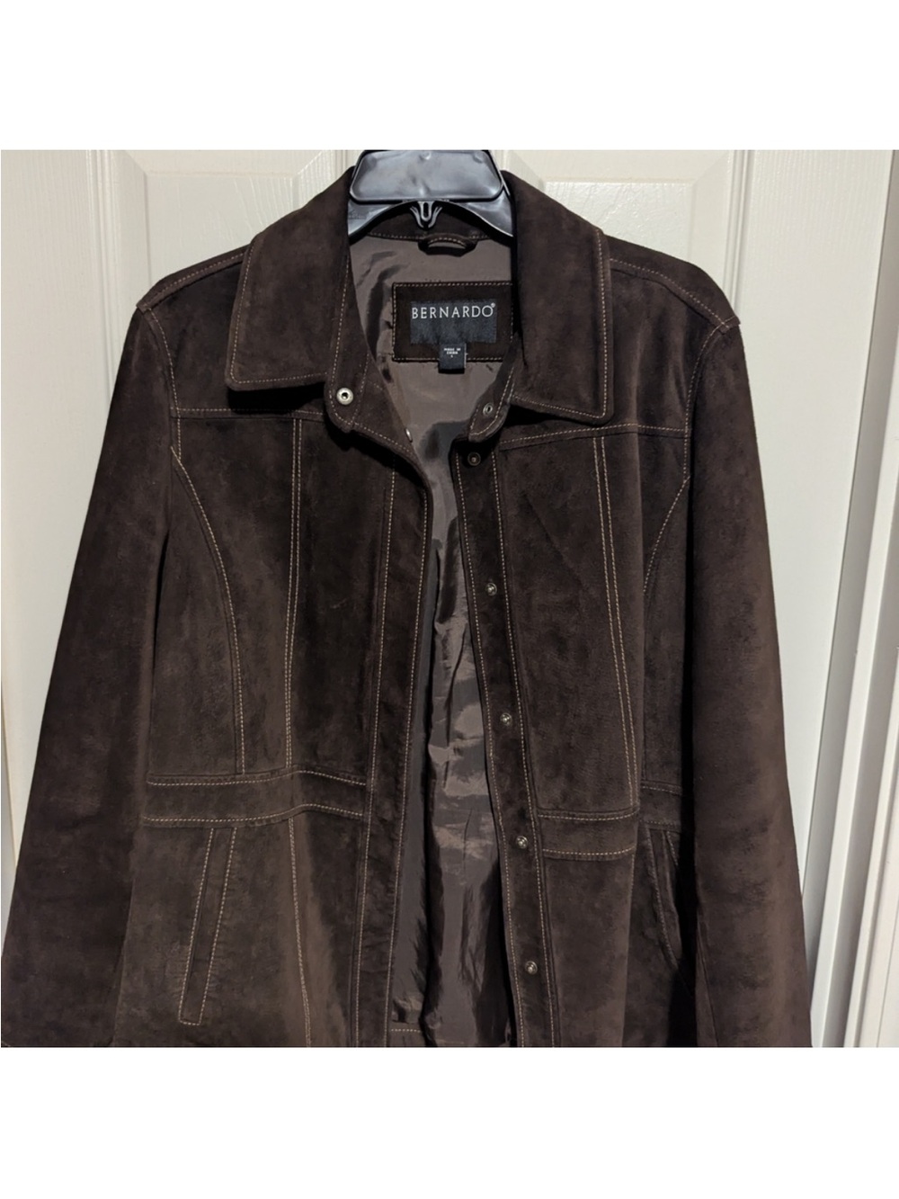 Bernardo Dark Brown Suede Lightweight Shirt Jacket